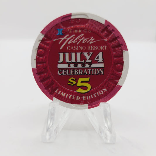 Atlantic City Hilton Atlantic City New Jersey "Independence Day" $5 Casino Chip