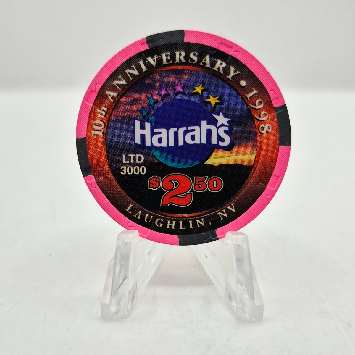 Harrah's Casino Laughlin Nevada 1998 "10th Anniversary" $2.50 Casino Chip V2705