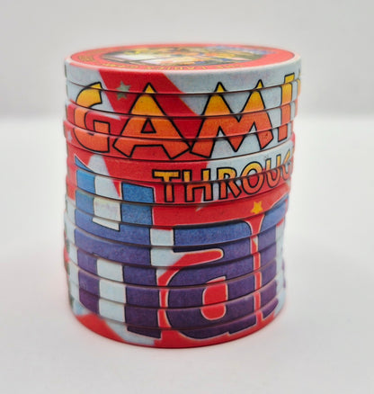 Harrah's Hotel Casino Reno Nevada 2000 'Gaming Through the Ages' Stackable With Edge Design 13 $5 Chip Collection