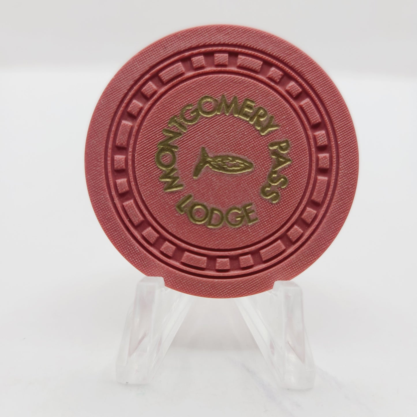Montgomery Pass Lodge Montgomery Pass Nevada 1953 "Roulette" Chip N3275 (Pink)