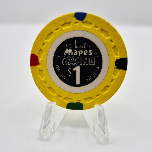 Mapes Hotel Casino Reno Nevada 1964 'Red-black Opposite Inserts' LE $1 Casino Chip N5233.1