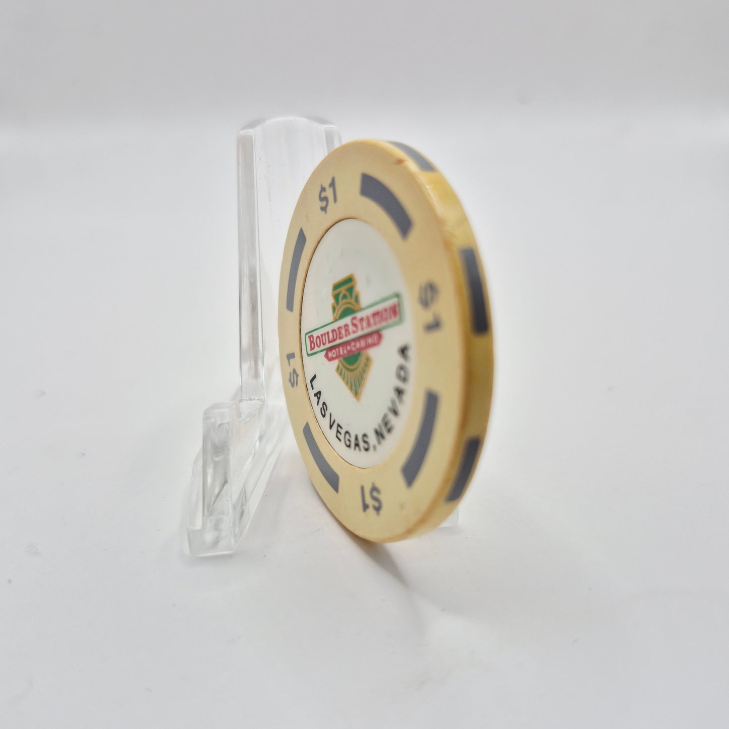 Boulder Station Casino Las Vegas Nevada 1990's $1 Casino Chip *Cream