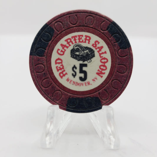 Red Garter Hotel Casino Wendover Nevada 1981 $5 Casino Chip N3317