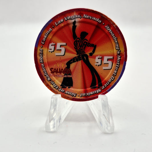 Sahara Hotel Casino 2004 "Saturday Night Fever" $5 Casino Chip E3710 **VERY SHARP **