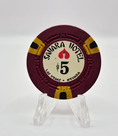 Sahara Hotel Casino Las Vegas Nevada 1960's $5 Casino Chip N2098