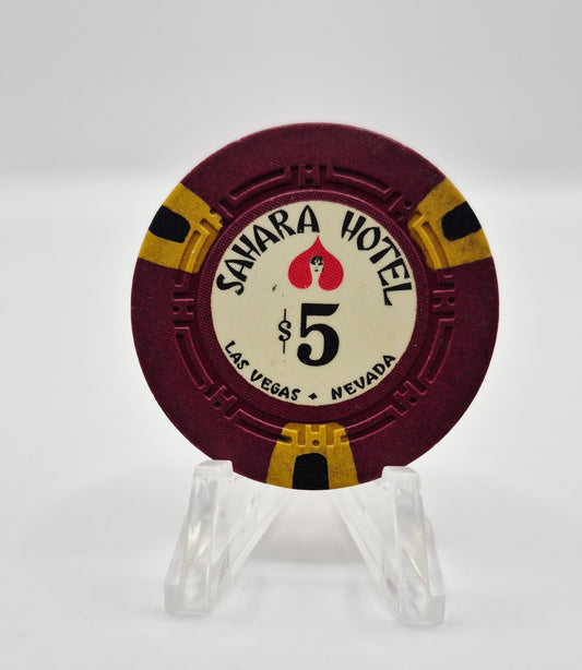 Sahara Hotel Casino Las Vegas Nevada 1960's $5 Casino Chip N2098