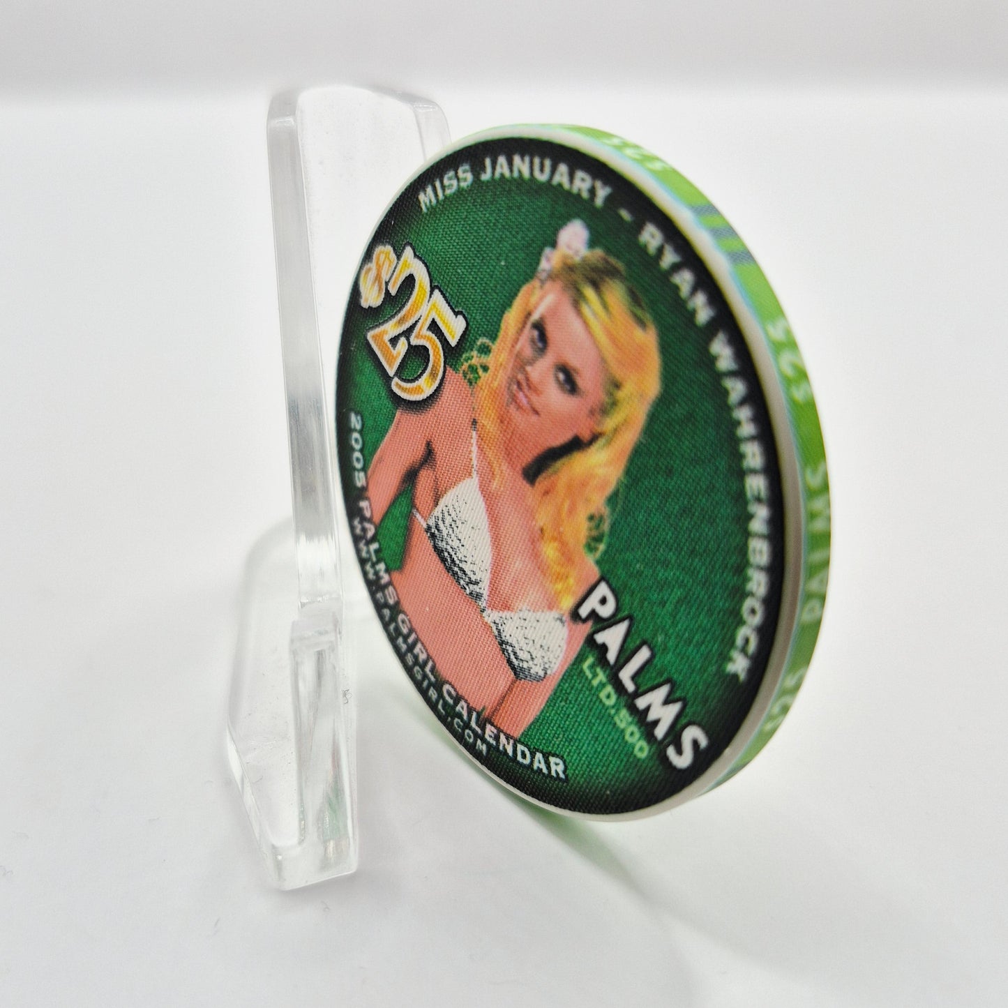 Palms Hotel Casino Las Vegas Nevada 2005 'Miss January Palm Girls Calendar' $25 Casino Chip N4424