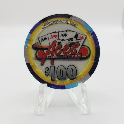 Ace's Casino & Sports Bar Arlington Washington $100 Casino Chip