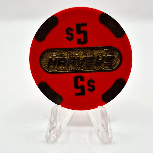 Harvey's Hotel Casino Lake Tahoe Nevada 1986 $5 Baccarat Chip N6456