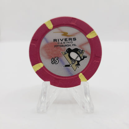 Rivers Casino Pittsburgh Pennsylvania 2017 "Pittsburgh Penguins" $5 Casino Chip