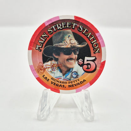 Main Street Station Hotel Casino Las Vegas Nevada 1999 'Richard Petty' $5 Casino Chip V2929