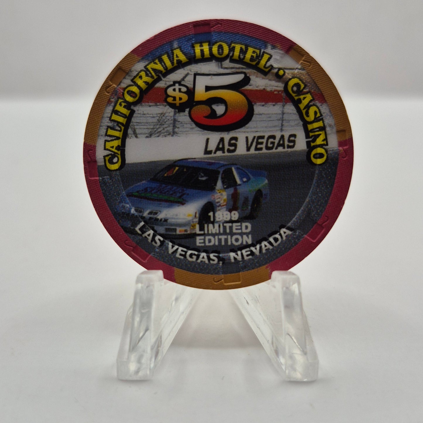 California Hotel Casino Las Vegas Nevada 1999 'Richard Petty' $5 Casino Chip V2241