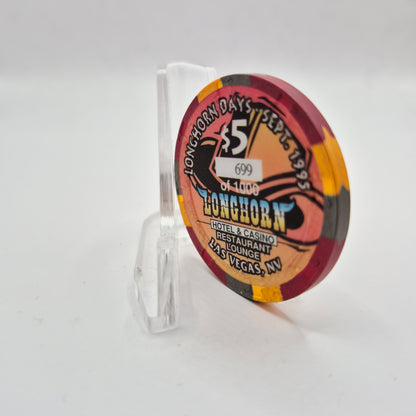 Longhorn Casino Las Vegas Nevada 1995 'Longhorn Days' LE $5 Casino Chip N2624