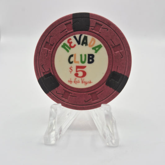 Nevada Club Casino Las Vegas Nevada 1959 $5 Casino Chip N3703 Dark Green A&C Orange D&L
