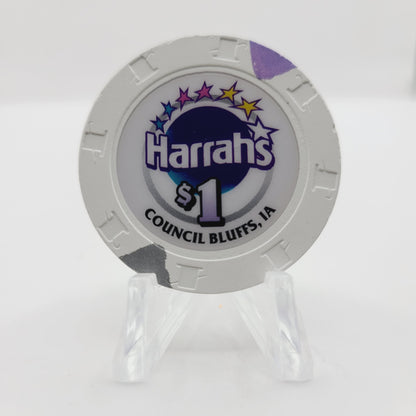 Harrah's Hotel Casino Council Bluffs Iowa $1 Casino Chip