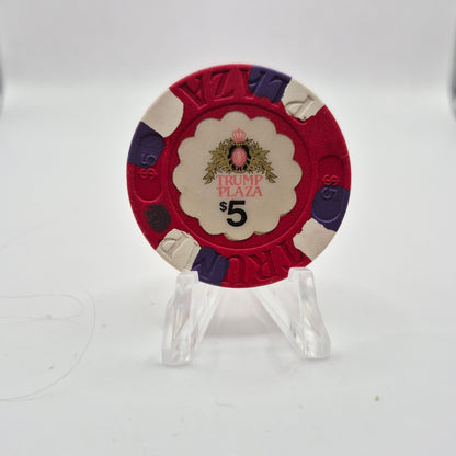 Trump Plaza Hotel Casino Atlantic City New Jersey $5 Casino Chip *Circulated