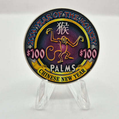Palms Hotel Casino Las Vegas Nevada 2004 'Year of the Monkey' $100 Casino Chip E2053