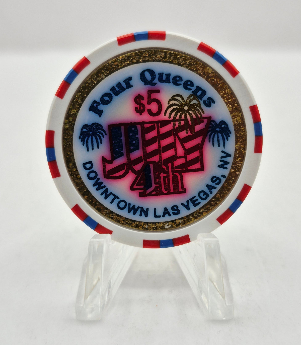 Four Queens Las Vegas Nevada 1996 'July 4th' LE $5 Casino Chip N8363