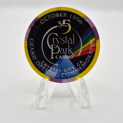 Crystal Park Casino Crystal City California 1996 Grand Opening 'Year of the Dragon' $5 Casino Chip