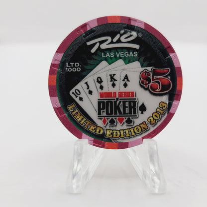 Rio Hotel Casino Las Vegas Nevada 2013 WSOP "Spade Royal Flush" $5 Casino chip D1114 LTD 1000