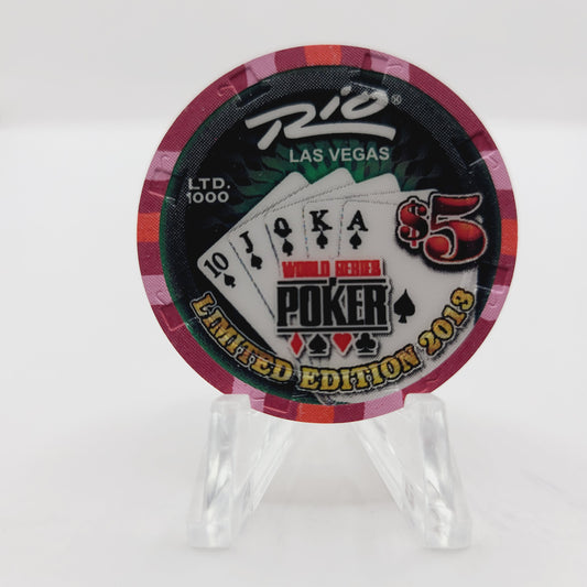 Rio Hotel Casino Las Vegas Nevada 2013 WSOP "Spade Royal Flush" $5 Casino chip D1114 LTD 1000