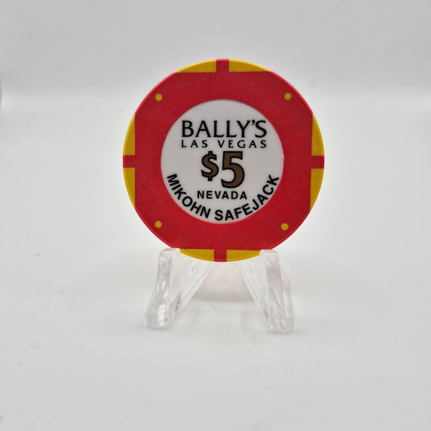 Bally's Hotel Casino Las Vegas Nevada 1996 'Mikohn Safejack' $5 Casino Chip N7966