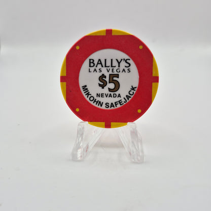 Bally's Hotel Casino Las Vegas Nevada 1996 'Mikohn Safejack' $5 Casino Chip N7966