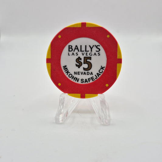 Bally's Hotel Casino Las Vegas Nevada 1996 'Mikohn Safejack' $5 Casino Chip N7966