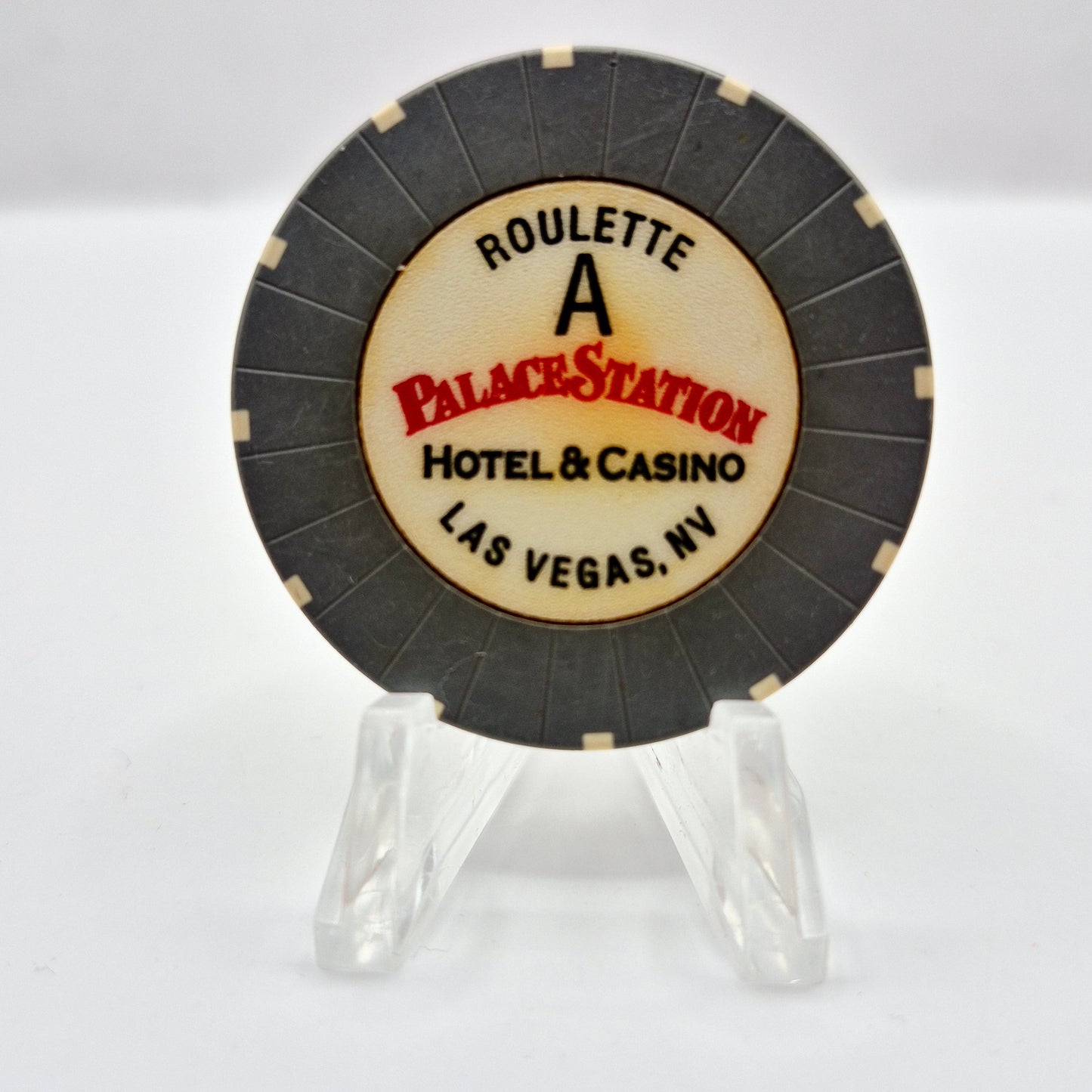 Palace Station Hotel Casino Las Vegas Nevada Gray Roulette Chip
