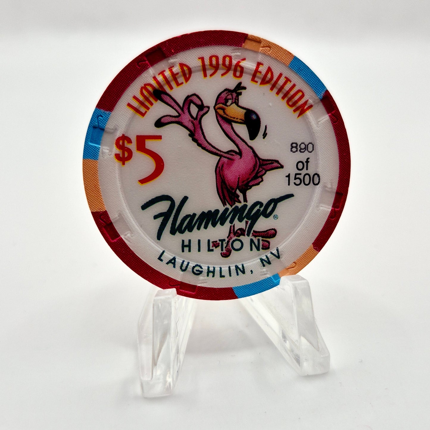 Flamingo Hilton Laughlin Nevada 1996 'Legends of the West - Miss Annie Oakley' Series 8 LE $5 Casino Chip N8288