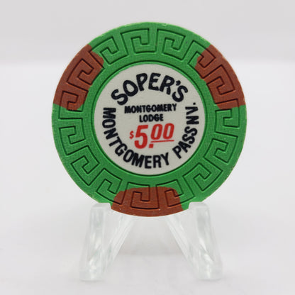 Montgomery Lodge "Soper’s" Montgomery Pass Nevada 1987 $5 Casino chip N5650