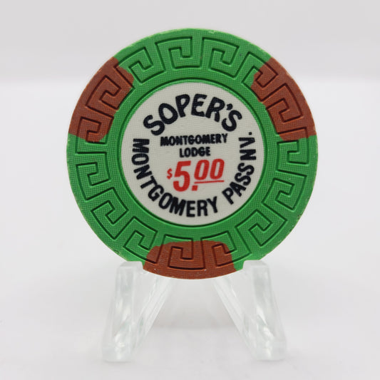 Montgomery Lodge "Soper’s" Montgomery Pass Nevada 1987 $5 Casino chip N5650