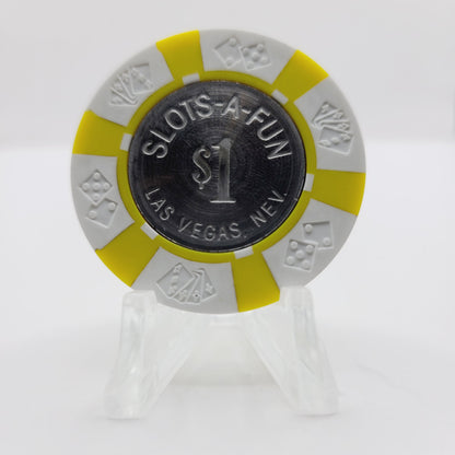 Slots-A-Fun Casino Las Vegas Nevada 1975 $1 Chip N0948 (Rare) **E in Vegas on both sides