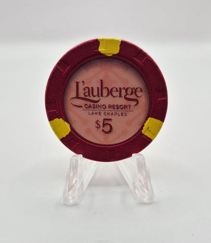 Lauberge du Lac Hotel Casino Lake Charles Louisiana $5 Casino Chip *Circulated