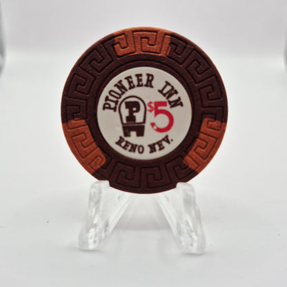 Pioneer Inn Reno Nevada 1973 $5 Casino Chip N6227 *circulated