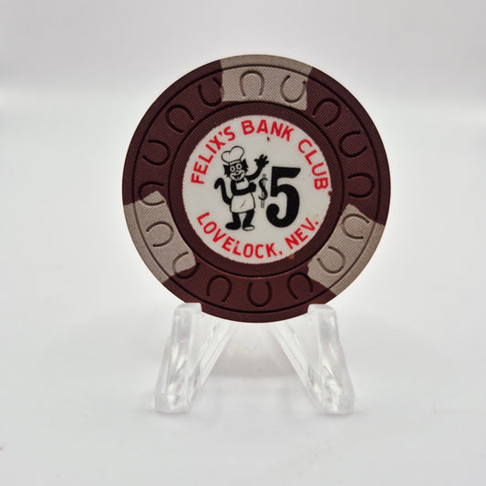 Bank Club "Felix's" Casino Lovelock Nevada 1962 $5 Casino Chip N4373