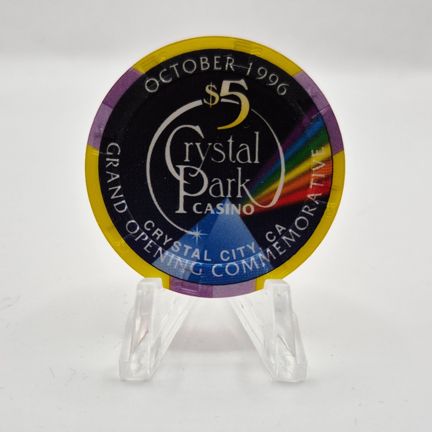 Crystal Park Casino Crystal City California 1996 Grand Opening 'Year of the Boar' $5 Casino Chip