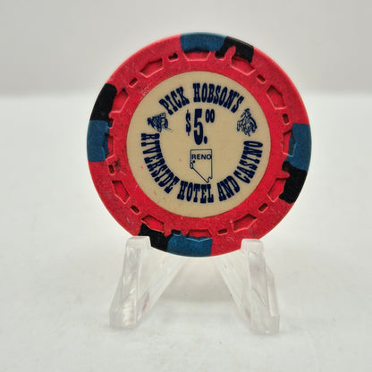Riverside "Pick Hobson's" Casino Reno Nevada 1978 $5 Casino Chip N5503 *Worn