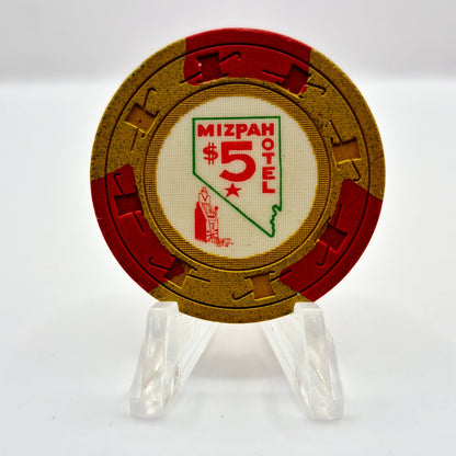 Mizpah Hotel Casino  Tonopah Nevada 1963 $5 Casino Chip N3261