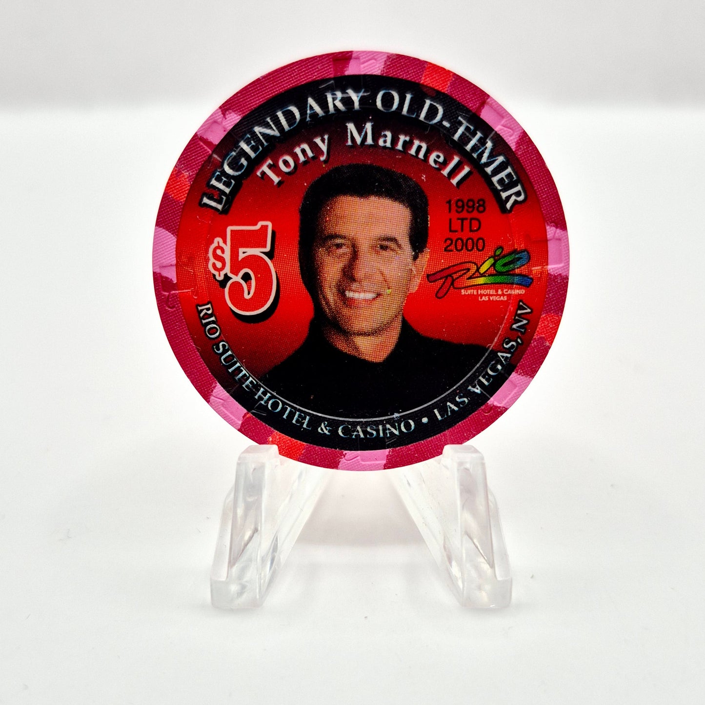 Rio All-Suite Hotel Casino Las Vegas Nevada 1998 Tony Marnell $5 Casino Chip V3298