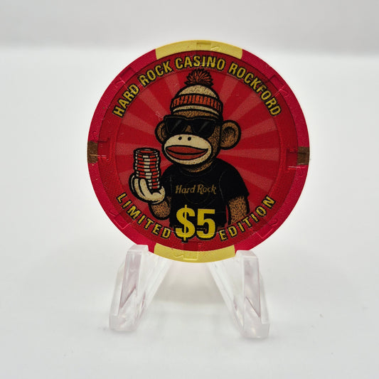 Hard Rock Casino Rockford Illinois 2025 "Sock Monkey" $5 Casino Chip
