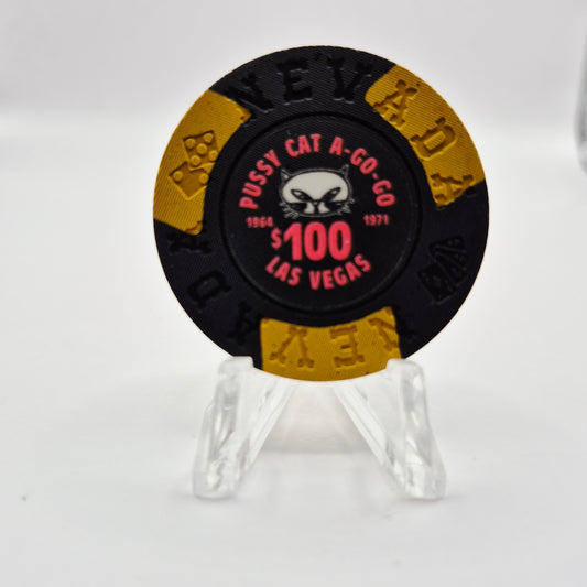 Pussycat a' Go-Go Casino Las Vegas Nevada "Fantasy" 1992 $100 Casino Chip N5976