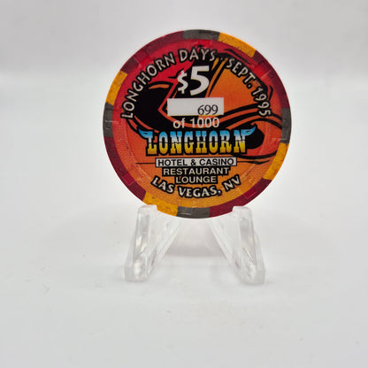 Longhorn Casino Las Vegas Nevada 1995 'Longhorn Days' LE $5 Casino Chip N2624