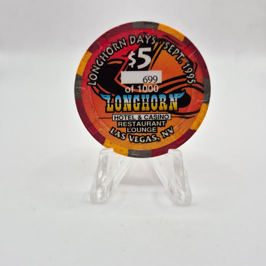 Longhorn Casino Las Vegas Nevada 1995 'Longhorn Days' LE $5 Casino Chip N2624