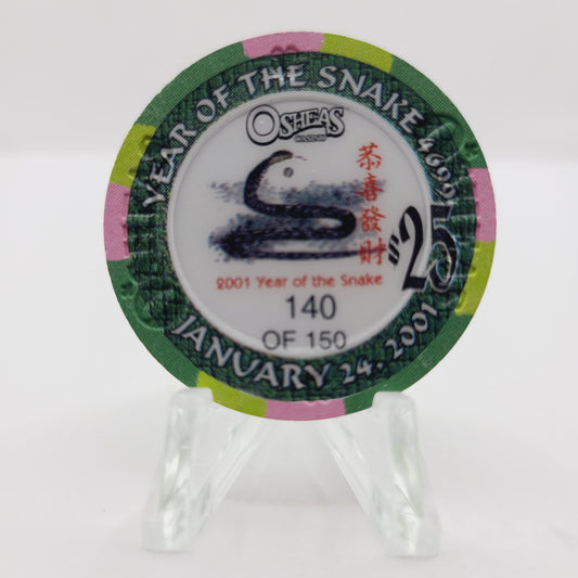 O'Shea's Casino Las Vegas Nevada 2001 "Year of the Snake" $25 Casino Chip V7572 LTD 150 #140