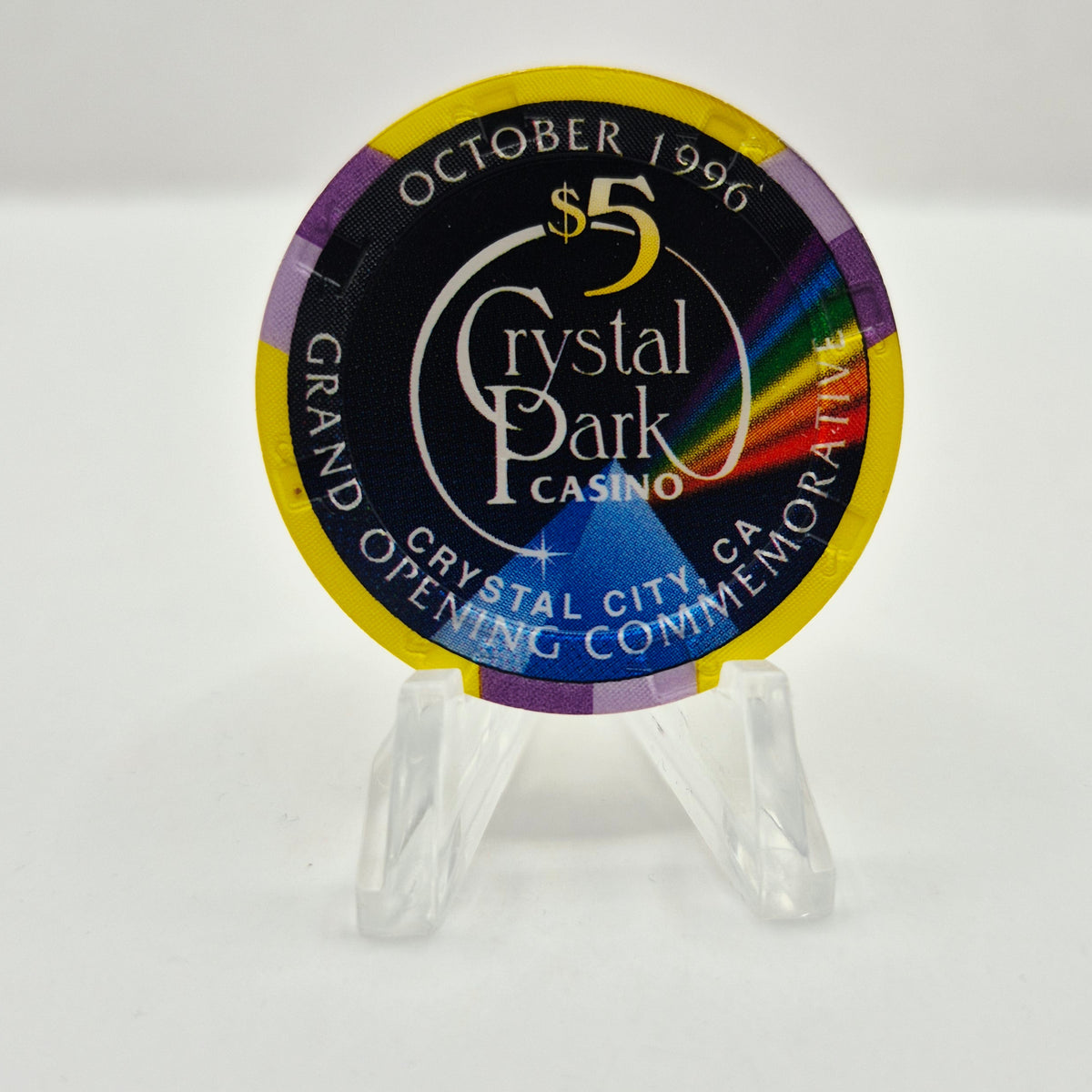 Crystal Park Casino Crystal City California 1996 'Year Of Dog' LE $5 Casino Chip