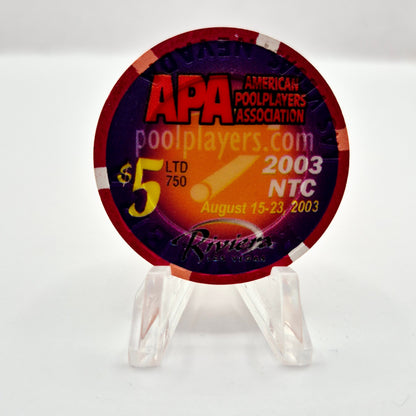 Riviera Hotel Casino Las Vegas Nevada 2003 APA NTC $5 Casino Chip E2375