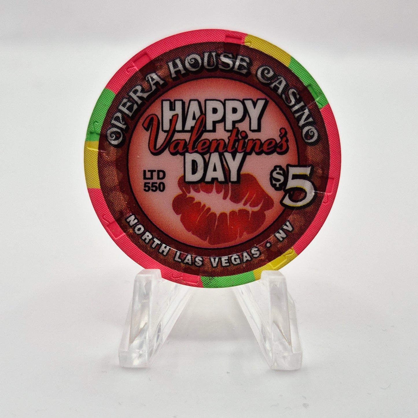 Opera House Casino Las Vegas Nevada 2002 Valentine's Day $5 Casino Chip V9272