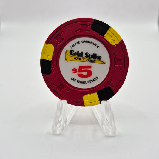 Gokd Spike Hotel Casino Las Vegas Nevada 1983 $5 Casino Chip N1700 *Circulated