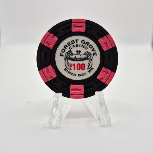 Forest Grove Casino 'Card Room' Birch Bay Washington $100 Casino Chip *UNC